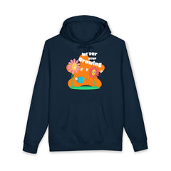 Growling Lion Floral Hoodie — 'Never Stop Growling' Cute Retro Animal Graphic Hoodie