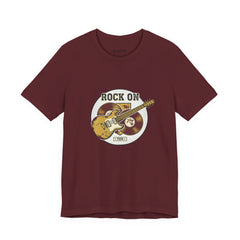 Rock On Guitar Crest Tee | Retro Band Tee, Vintage Concert-Style Shirt