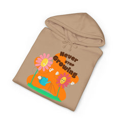 Growling Lion Floral Hoodie — 'Never Stop Growling' Cute Retro Animal Graphic Hoodie
