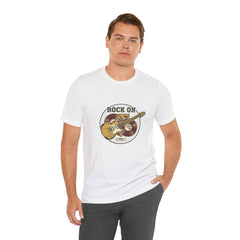 Rock On Guitar Crest Tee | Retro Band Tee, Vintage Concert-Style Shirt