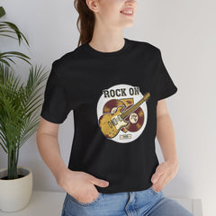 Rock On Guitar Crest Tee | Retro Band Tee, Vintage Concert-Style Shirt
