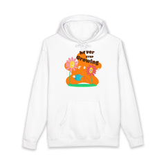 Growling Lion Floral Hoodie — 'Never Stop Growling' Cute Retro Animal Graphic Hoodie