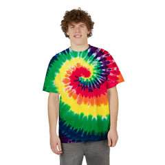 Tie-Dye Spiral Embroidered T-Shirt — Oversized Rainbow Retro Tee