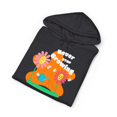 Growling Lion Floral Hoodie — 'Never Stop Growling' Cute Retro Animal Graphic Hoodie