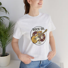 Rock On Guitar Crest Tee | Retro Band Tee, Vintage Concert-Style Shirt