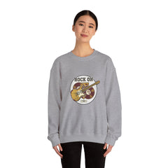 Rock On Guitar Crest Sweatshirt | Retro Band Tee, Vintage Style