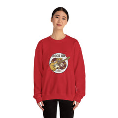 Rock On Guitar Crest Sweatshirt | Retro Band Tee, Vintage Style