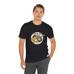 Rock On Guitar Crest Tee | Retro Band Tee, Vintage Concert-Style Shirt