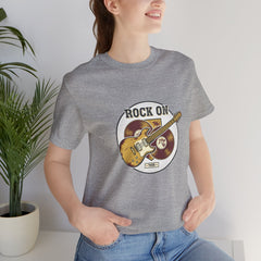 Rock On Guitar Crest Tee | Retro Band Tee, Vintage Concert-Style Shirt
