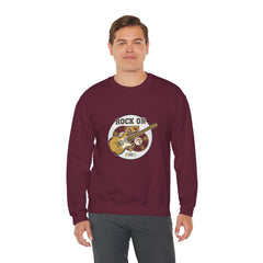 Rock On Guitar Crest Sweatshirt | Retro Band Tee, Vintage Style