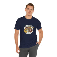 Rock On Guitar Crest Tee | Retro Band Tee, Vintage Concert-Style Shirt