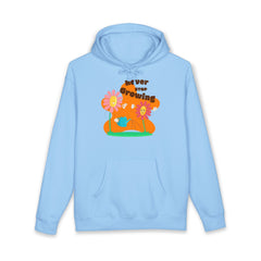 Growling Lion Floral Hoodie — 'Never Stop Growling' Cute Retro Animal Graphic Hoodie