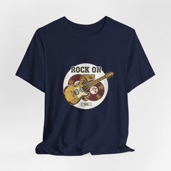 Rock On Guitar Crest Tee | Retro Band Tee, Vintage Concert-Style Shirt