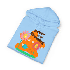 Growling Lion Floral Hoodie — 'Never Stop Growling' Cute Retro Animal Graphic Hoodie