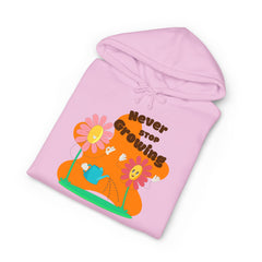 Growling Lion Floral Hoodie — 'Never Stop Growling' Cute Retro Animal Graphic Hoodie