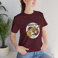 Rock On Guitar Crest Tee | Retro Band Tee, Vintage Concert-Style Shirt
