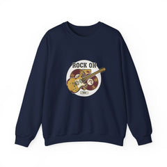 Rock On Guitar Crest Sweatshirt | Retro Band Tee, Vintage Style