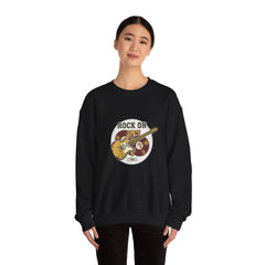 Rock On Guitar Crest Sweatshirt | Retro Band Tee, Vintage Style