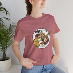 Rock On Guitar Crest Tee | Retro Band Tee, Vintage Concert-Style Shirt