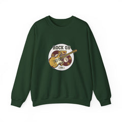 Rock On Guitar Crest Sweatshirt | Retro Band Tee, Vintage Style
