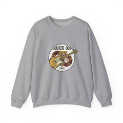 Rock On Guitar Crest Sweatshirt | Retro Band Tee, Vintage Style