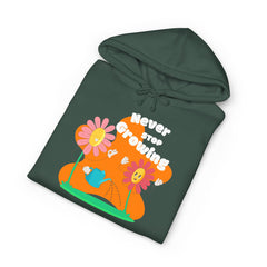 Growling Lion Floral Hoodie — 'Never Stop Growling' Cute Retro Animal Graphic Hoodie