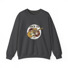 Rock On Guitar Crest Sweatshirt | Retro Band Tee, Vintage Style
