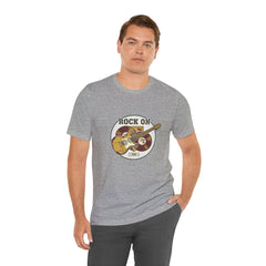 Rock On Guitar Crest Tee | Retro Band Tee, Vintage Concert-Style Shirt