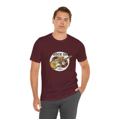 Rock On Guitar Crest Tee | Retro Band Tee, Vintage Concert-Style Shirt