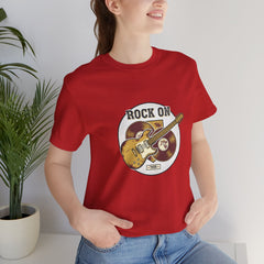 Rock On Guitar Crest Tee | Retro Band Tee, Vintage Concert-Style Shirt
