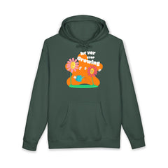 Growling Lion Floral Hoodie — 'Never Stop Growling' Cute Retro Animal Graphic Hoodie