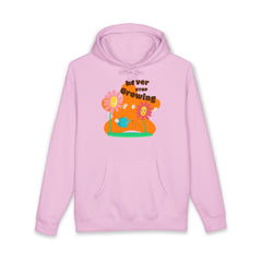 Growling Lion Floral Hoodie — 'Never Stop Growling' Cute Retro Animal Graphic Hoodie