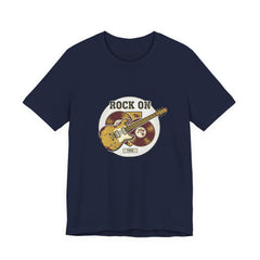 Rock On Guitar Crest Tee | Retro Band Tee, Vintage Concert-Style Shirt