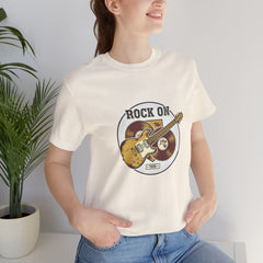 Rock On Guitar Crest Tee | Retro Band Tee, Vintage Concert-Style Shirt