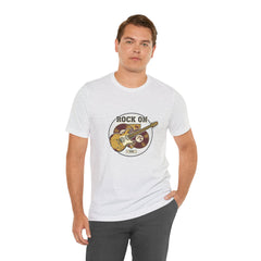 Rock On Guitar Crest Tee | Retro Band Tee, Vintage Concert-Style Shirt
