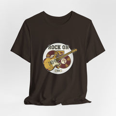 Rock On Guitar Crest Tee | Retro Band Tee, Vintage Concert-Style Shirt