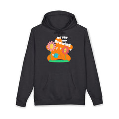 Growling Lion Floral Hoodie — 'Never Stop Growling' Cute Retro Animal Graphic Hoodie