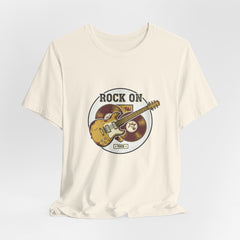 Rock On Guitar Crest Tee | Retro Band Tee, Vintage Concert-Style Shirt