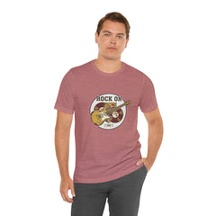 Rock On Guitar Crest Tee | Retro Band Tee, Vintage Concert-Style Shirt