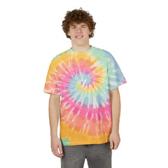 Tie-Dye Spiral Embroidered T-Shirt — Oversized Rainbow Retro Tee