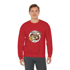 Rock On Guitar Crest Sweatshirt | Retro Band Tee, Vintage Style