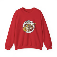 Rock On Guitar Crest Sweatshirt | Retro Band Tee, Vintage Style