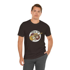 Rock On Guitar Crest Tee | Retro Band Tee, Vintage Concert-Style Shirt