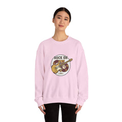 Rock On Guitar Crest Sweatshirt | Retro Band Tee, Vintage Style