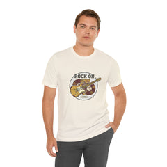 Rock On Guitar Crest Tee | Retro Band Tee, Vintage Concert-Style Shirt