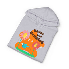 Growling Lion Floral Hoodie — 'Never Stop Growling' Cute Retro Animal Graphic Hoodie
