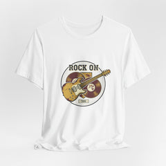 Rock On Guitar Crest Tee | Retro Band Tee, Vintage Concert-Style Shirt